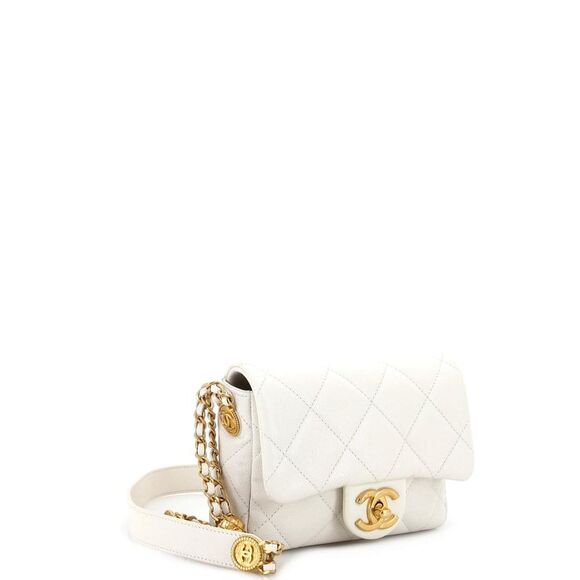 Chanel Twist Your Buttons Flap Bag Quilted Caviar Mini Neutral - Picture 3 of 7
